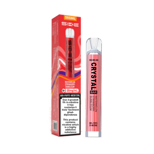 Crystal Bar Watermelon Strawberry Bubblegum Vape 600 Puff