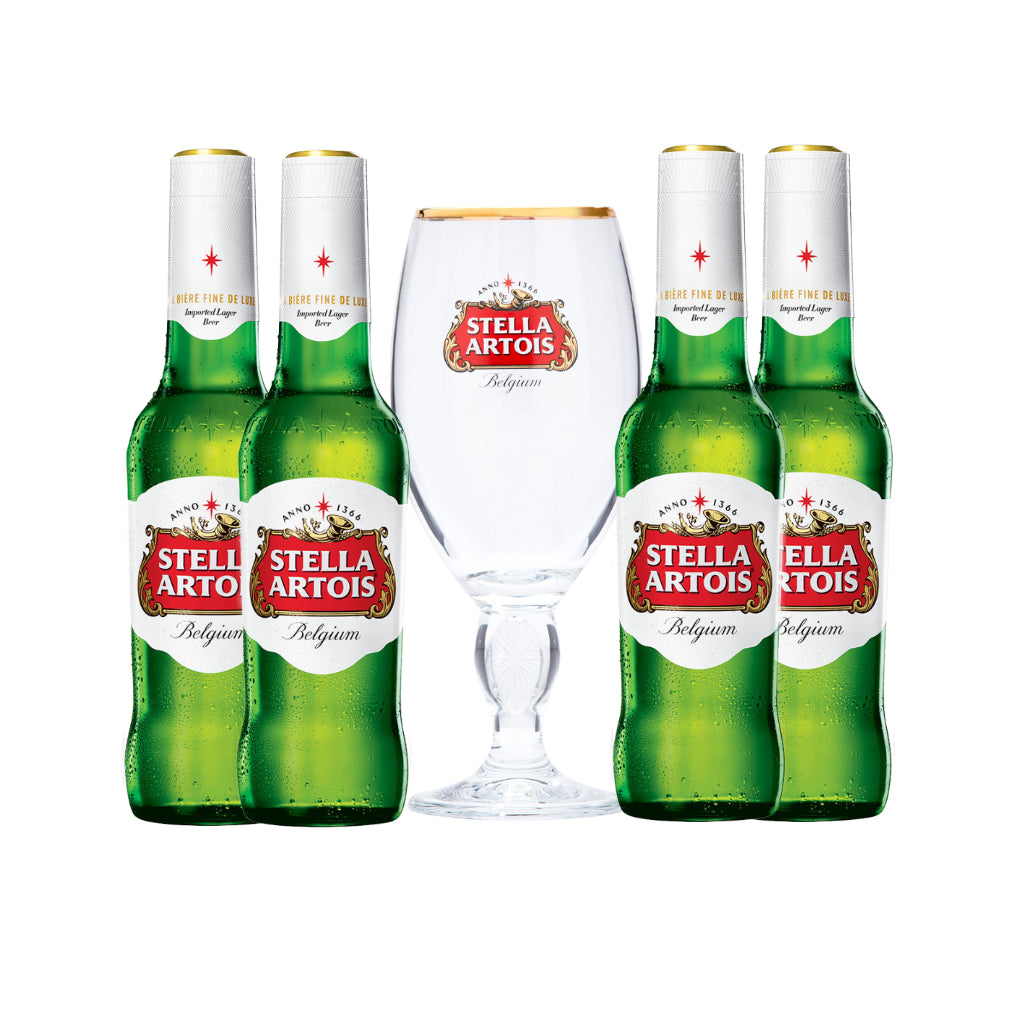 Stella Artois Gift Pack 4 x 33cl Bottle + Glass